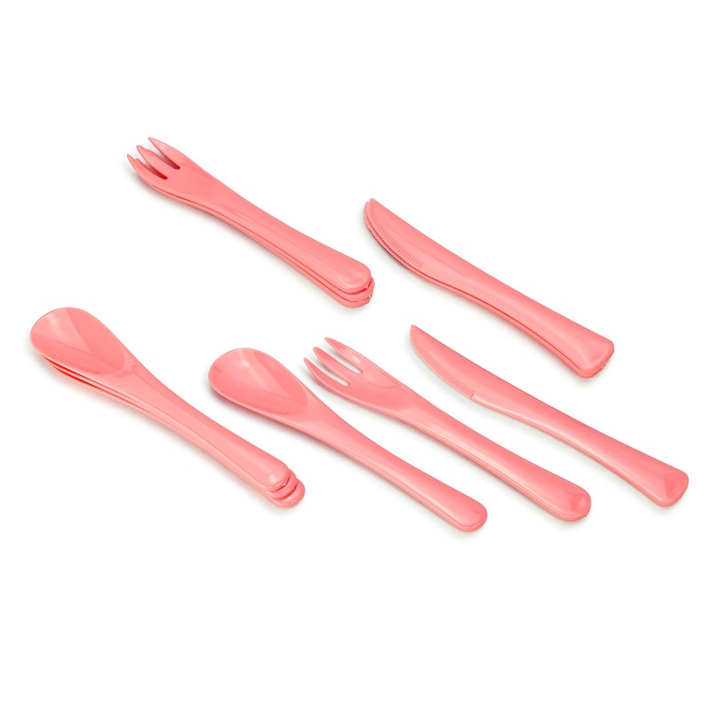 Herevin Boxed Polypropylene Cutlery Set - Pink | 12 Pcs (4 Spoons, 4 Forks, 4 Knives + Storage Box) | Reusable Plastic Tableware for Home, Office, Travel & Kids - Image 4